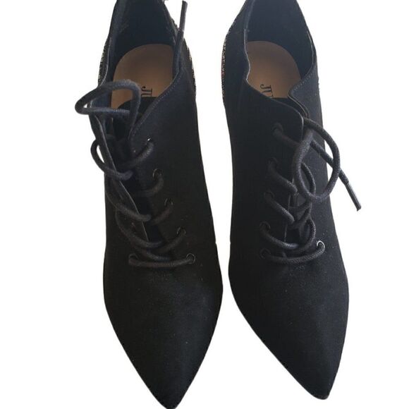 Just Fab Black & Flannel Print Heeled Ankle Boots - Picture 4 of 8